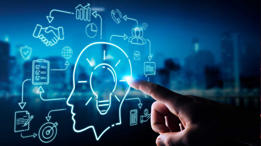 Gráfico conceptual que muestra procesos tecnológicos y estratégicos, representando la participación activa de Ximdex en proyectos de I+D para integrar tecnologías emergentes.